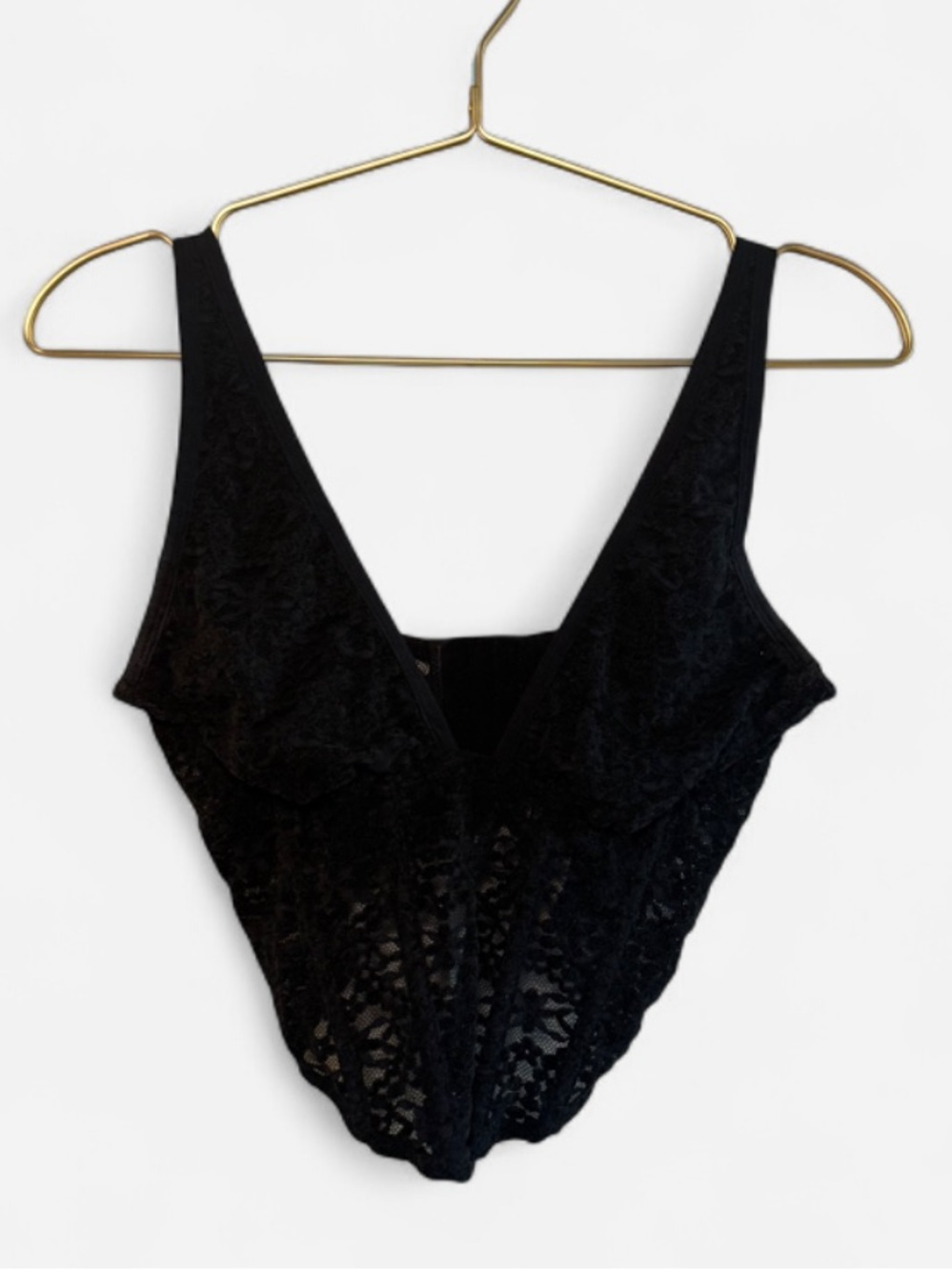 Out From Under Urban Outfitters Corset Lace V-Neck Top Black Size M
